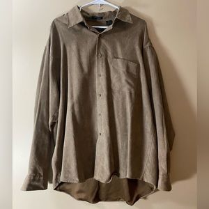 Van Heusen Soft Suede Long Sleeve Button Down Tan Light Brown Men’s XL —E